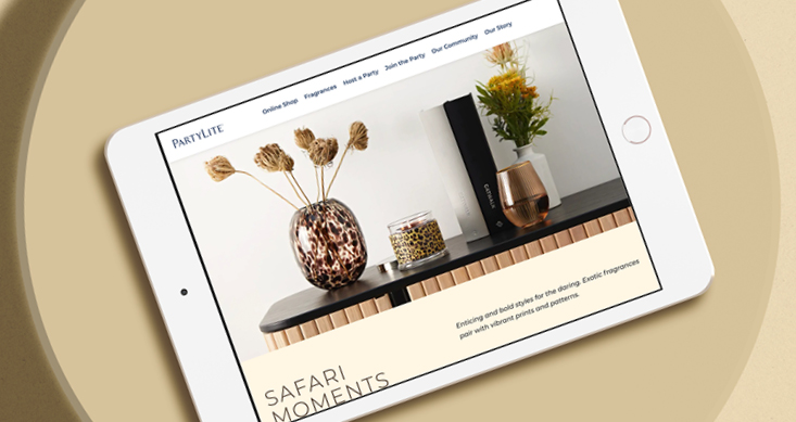 Phone showing a PartyLite website