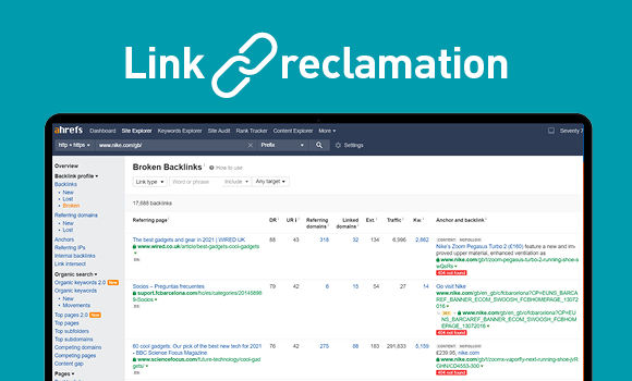A seventy7 image showing how broken backlinks look